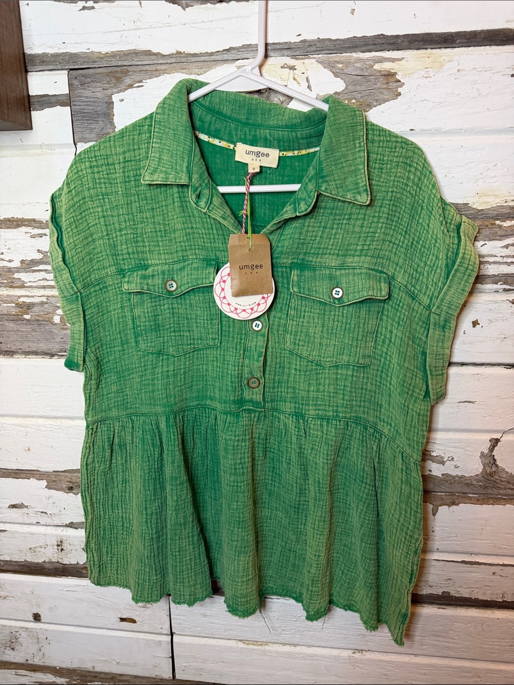 Umgee Textured tunic in Green Size Small(70